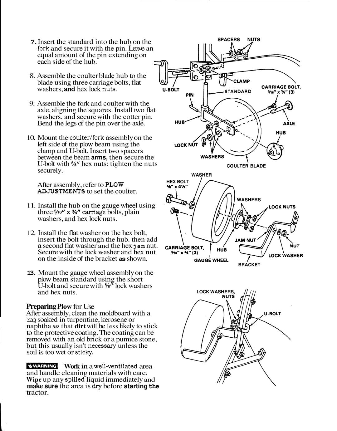 Honda Power Equipment PL752A, 3755790 manual Preparing Plow for Use 