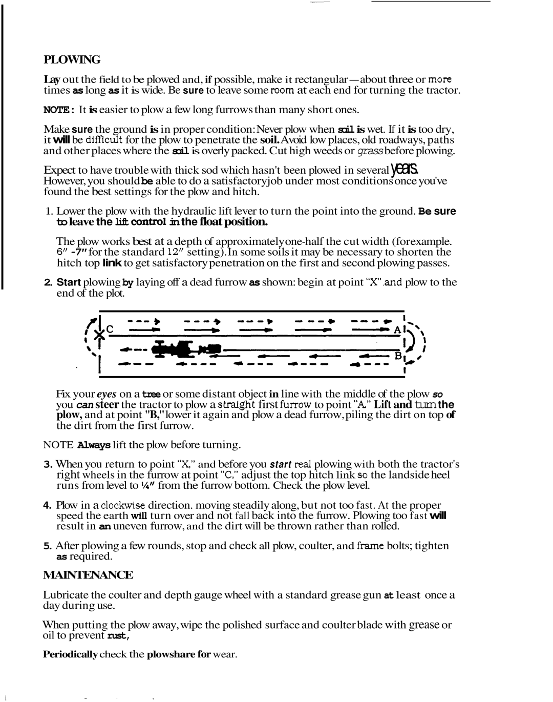 Honda Power Equipment PL752A, 3755790 manual Plowing, Maintenance 