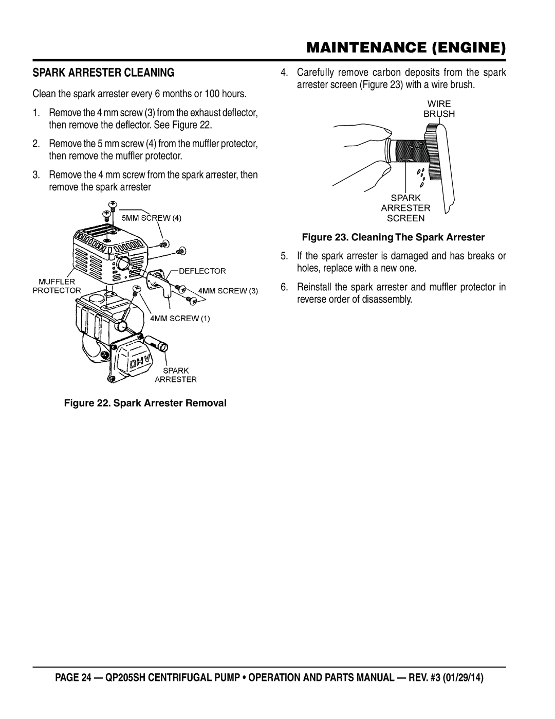 Honda Power Equipment QP205SH manual Spark Arrester Cleaning, Spark Arrester Removal 