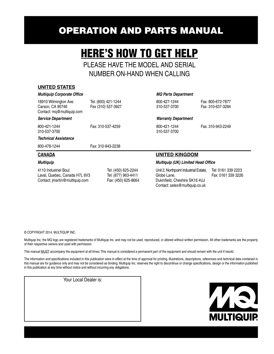 Honda Power Equipment QP205SH manual HERE’S HOW to GET Help 