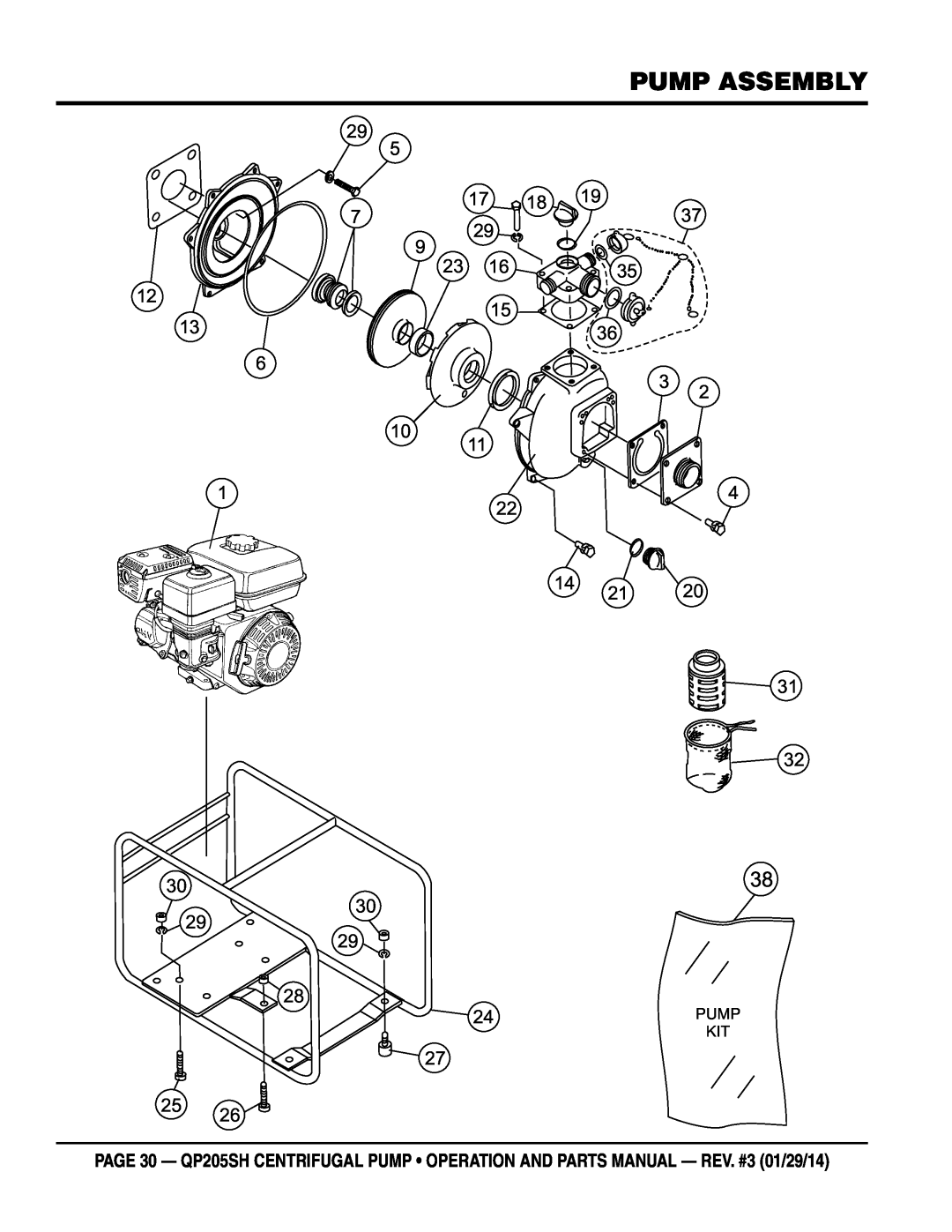 Honda Power Equipment QP205SH manual Pump Assembly 