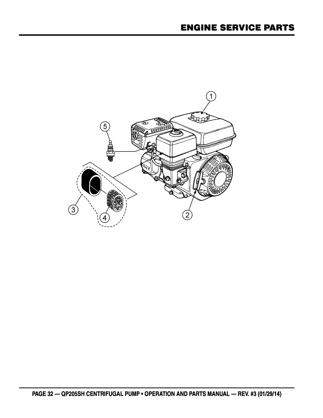 Honda Power Equipment QP205SH manual Engine Service Parts 