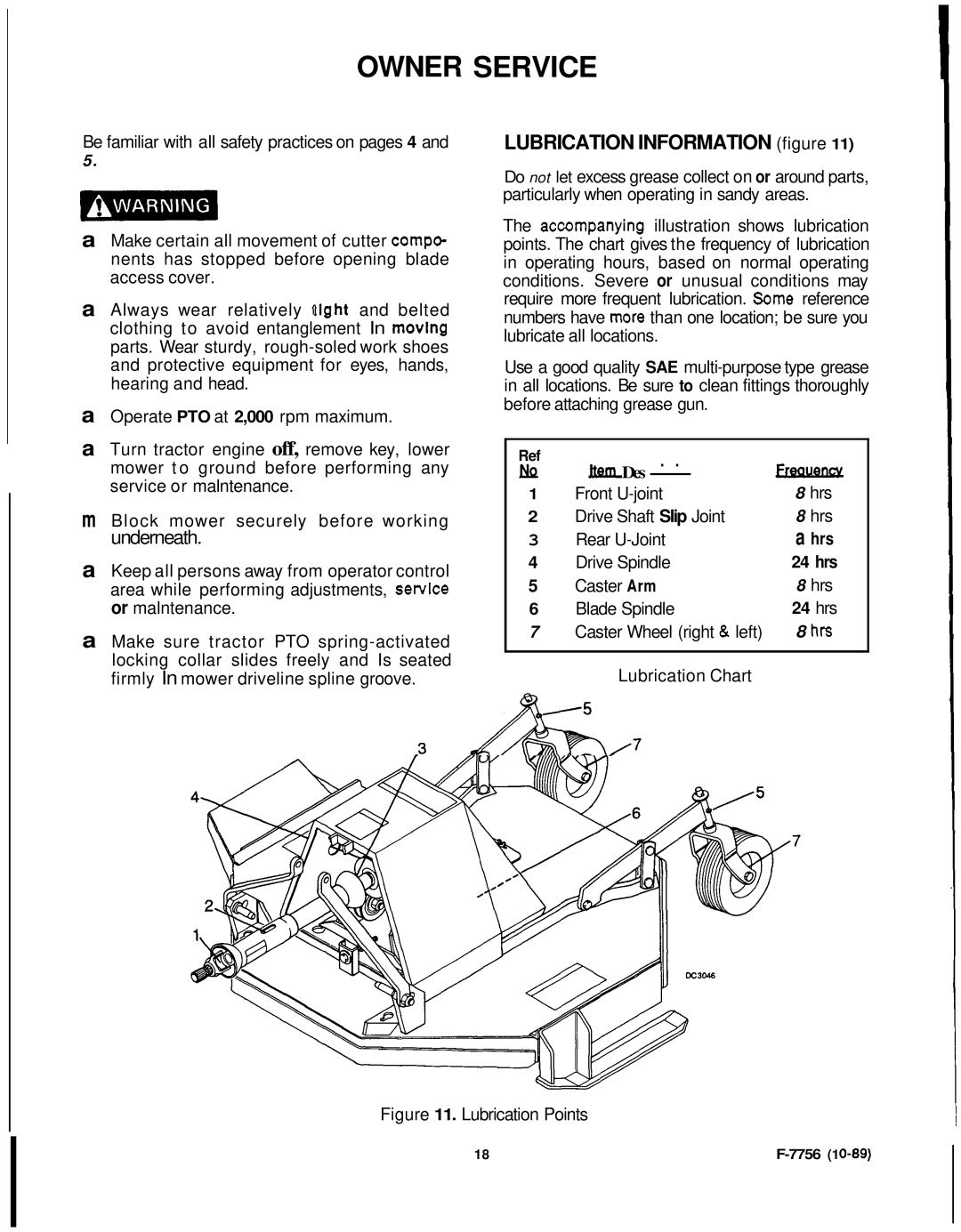 Honda Power Equipment RM752A manual Owner Service, Lubrication Information figure 