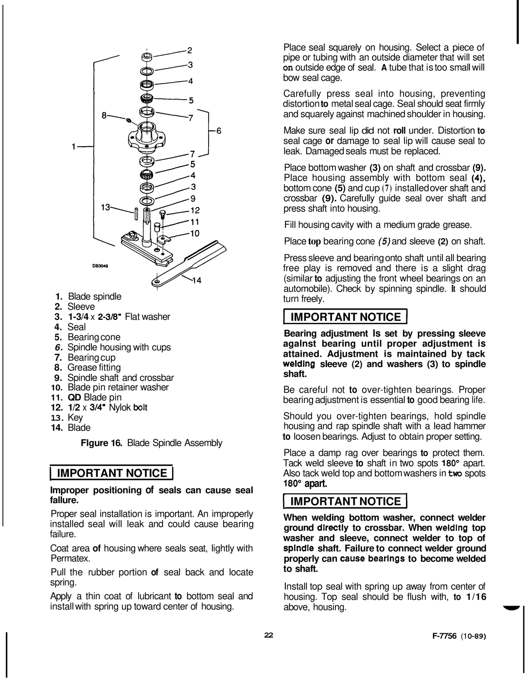 Honda Power Equipment RM752A manual Important Notice, Apart 