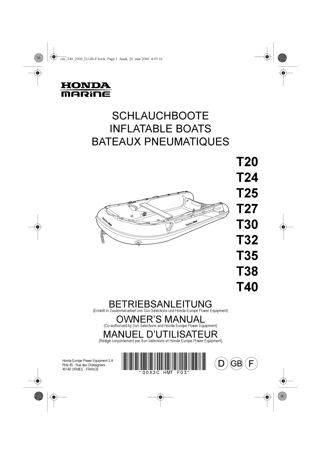 Honda Power Equipment owner manual T20 T24 T25 T27 T30 T32 T35 T38 T40 