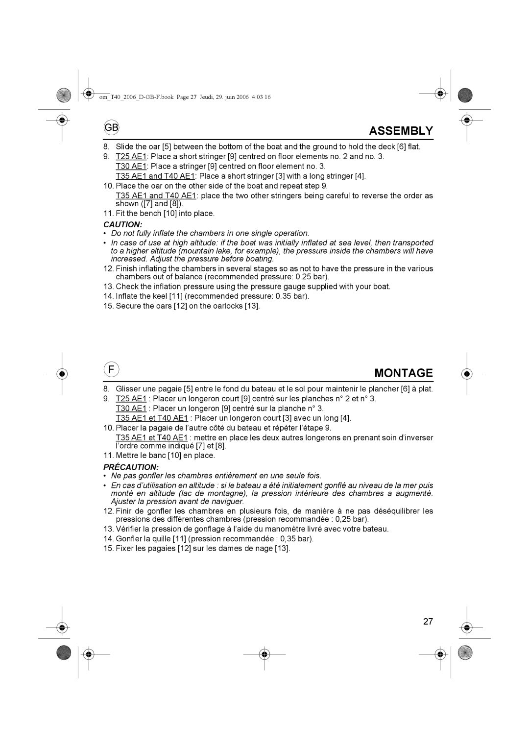 Honda Power Equipment T32, T38, T35, T30, T27, T20, T25, T24 owner manual OmT402006D-GB-F.book Page 27 Jeudi, 29. juin 2006 403 