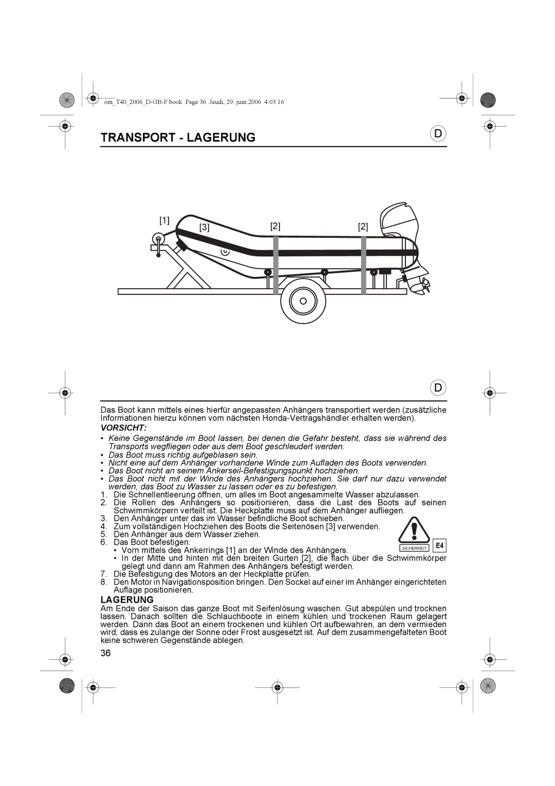 Honda Power Equipment T32, T38, T35, T30, T40, T27, T20, T25, T24 owner manual Transport Lagerung 