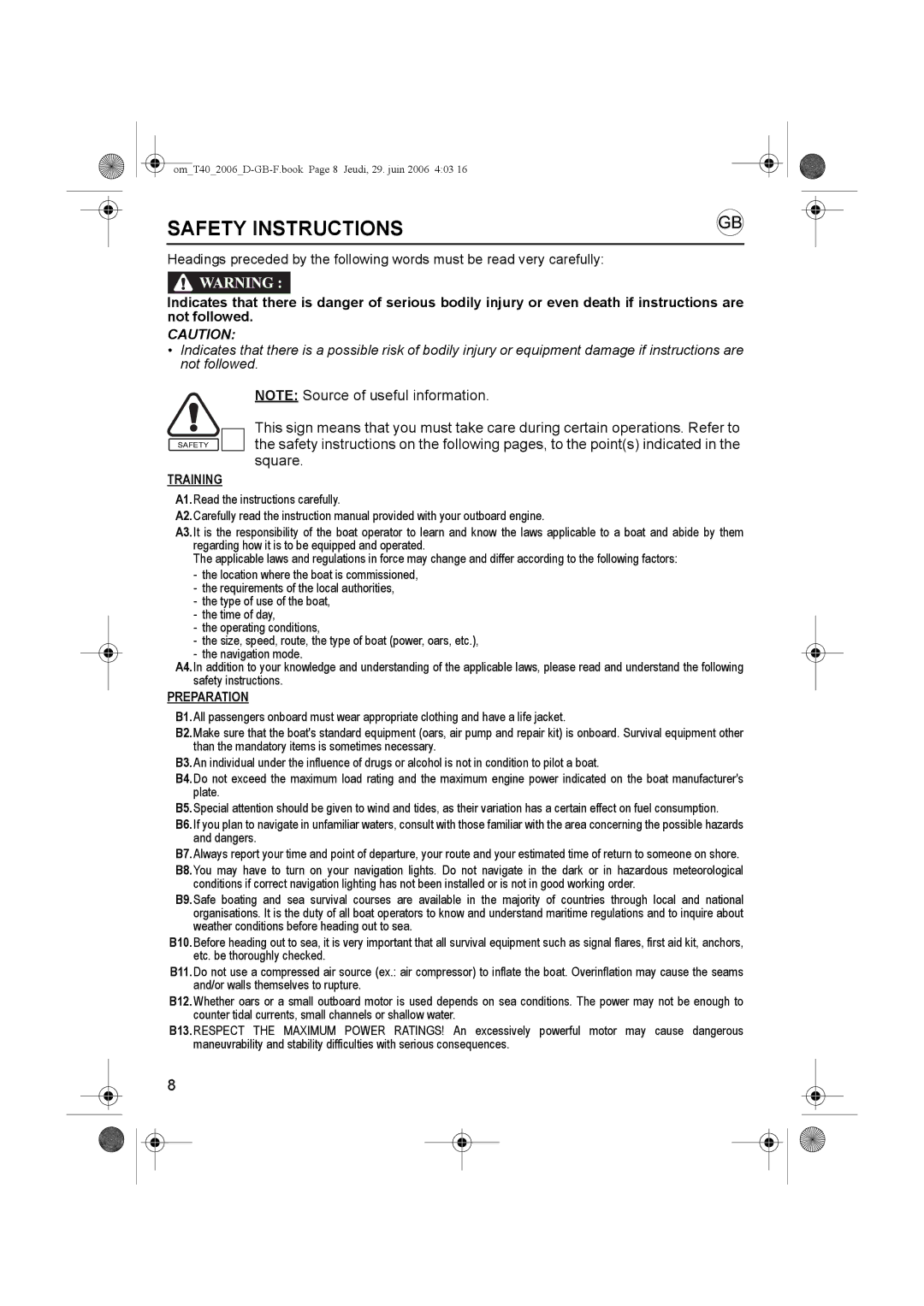 Honda Power Equipment T24, T32, T38, T35, T30, T40, T27, T20, T25 owner manual Safety Instructions, Training, Preparation 