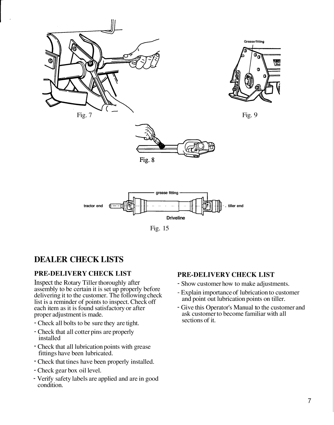 Honda Power Equipment TL5040 manual Dealer Check Lists, PRE-DELIVERY Check List 