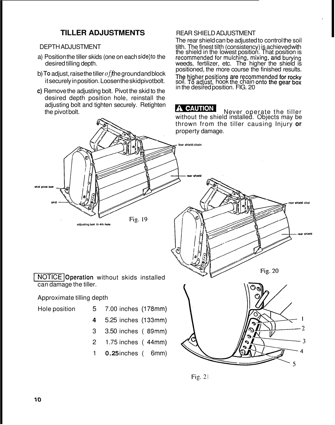 Honda Power Equipment TL5040 manual Tiller Adjustments 