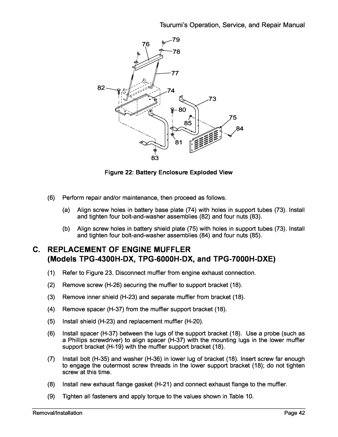 Honda Power Equipment TPG-7000H-DXE manual C.Replacement Of Engine Muffler, Tsurumi’s Operation, Service, and Repair Manual 