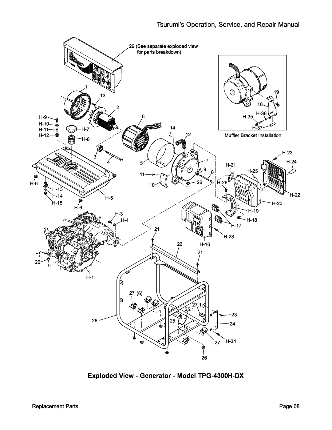 Honda Power Equipment TPG-4300H-DX, TPG-2900H-DX, TPG-7000H-DXE manual Tsurumi’s Operation, Service, and Repair Manual 
