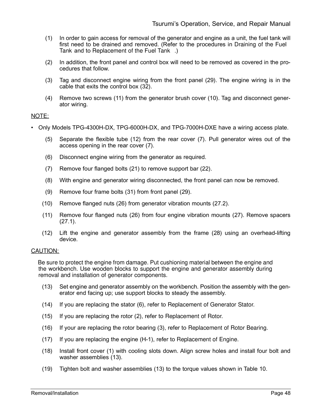 Honda Power Equipment TPG-4300H-DX, TPG-2900H-DX, TPG-7000H-DXE manual Tsurumi’s Operation, Service, and Repair Manual 