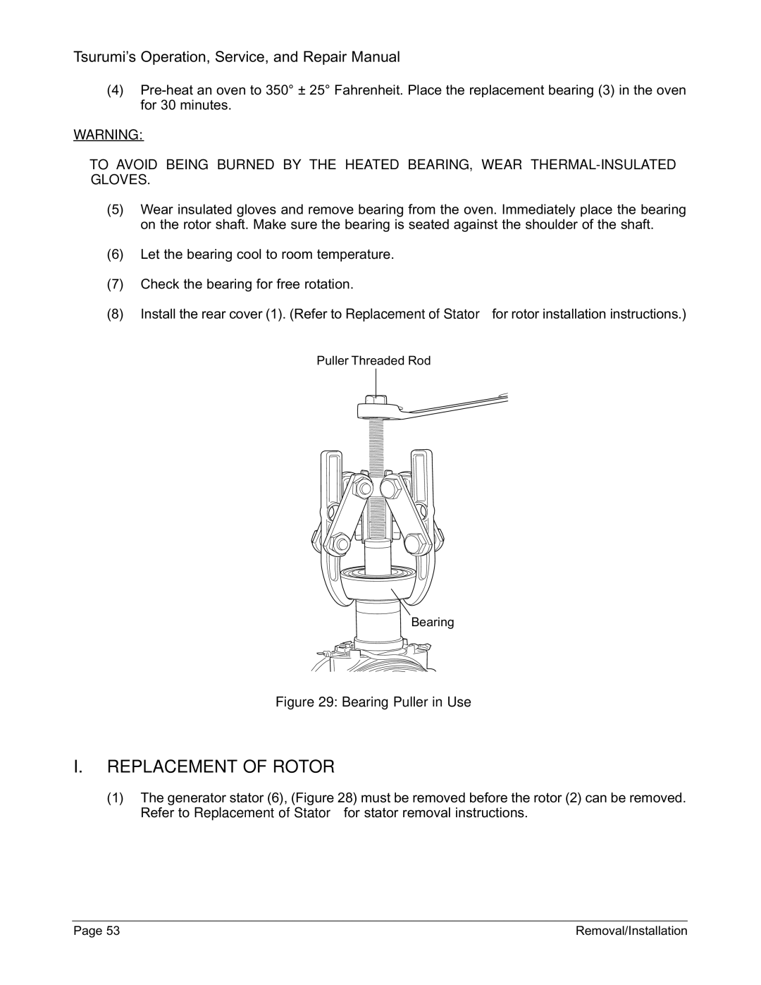 Honda Power Equipment TPG-2900H-DX, TPG-7000H-DXE, TPG-6000H-DX, TPG-4300H-DX Replacement of Rotor, Bearing Puller in Use 