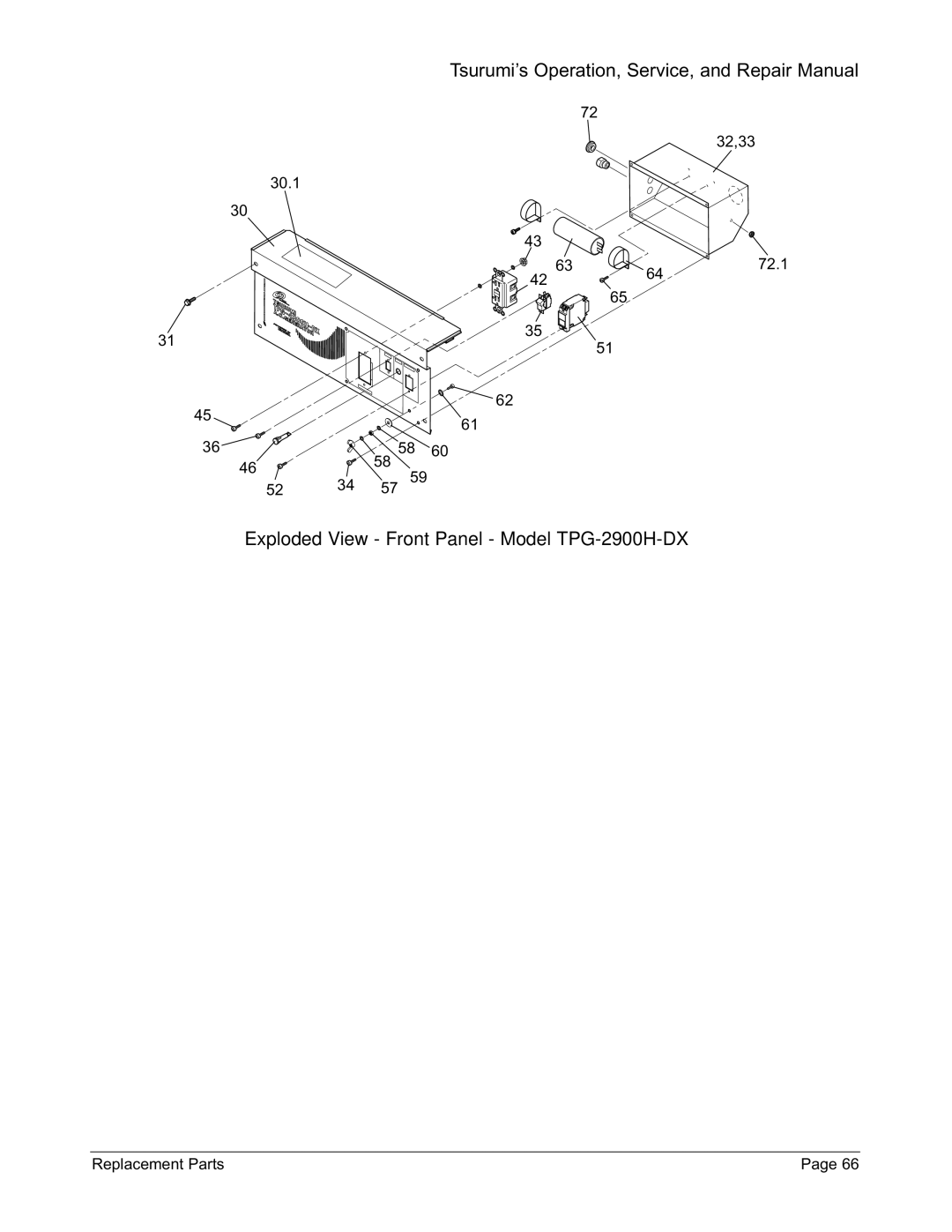 Honda Power Equipment TPG-7000H-DXE, TPG-6000H-DX, TPG-4300H-DX manual Exploded View Front Panel Model TPG-2900H-DX 