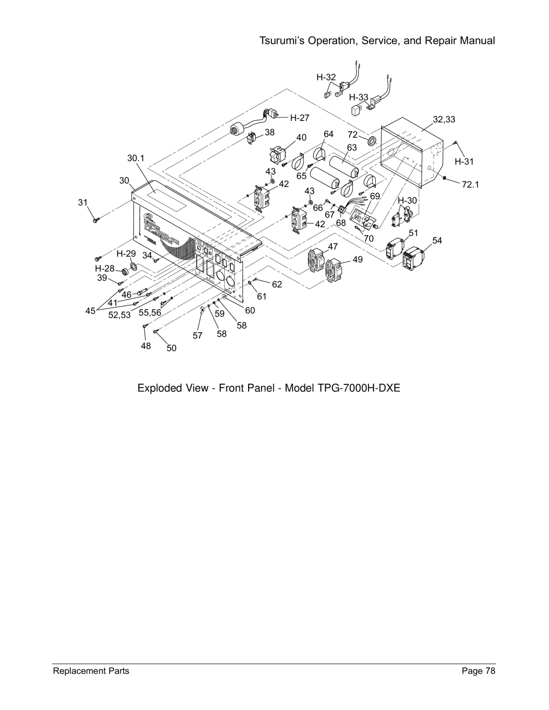 Honda Power Equipment TPG-2900H-DX, TPG-6000H-DX, TPG-4300H-DX manual Exploded View Front Panel Model TPG-7000H-DXE 