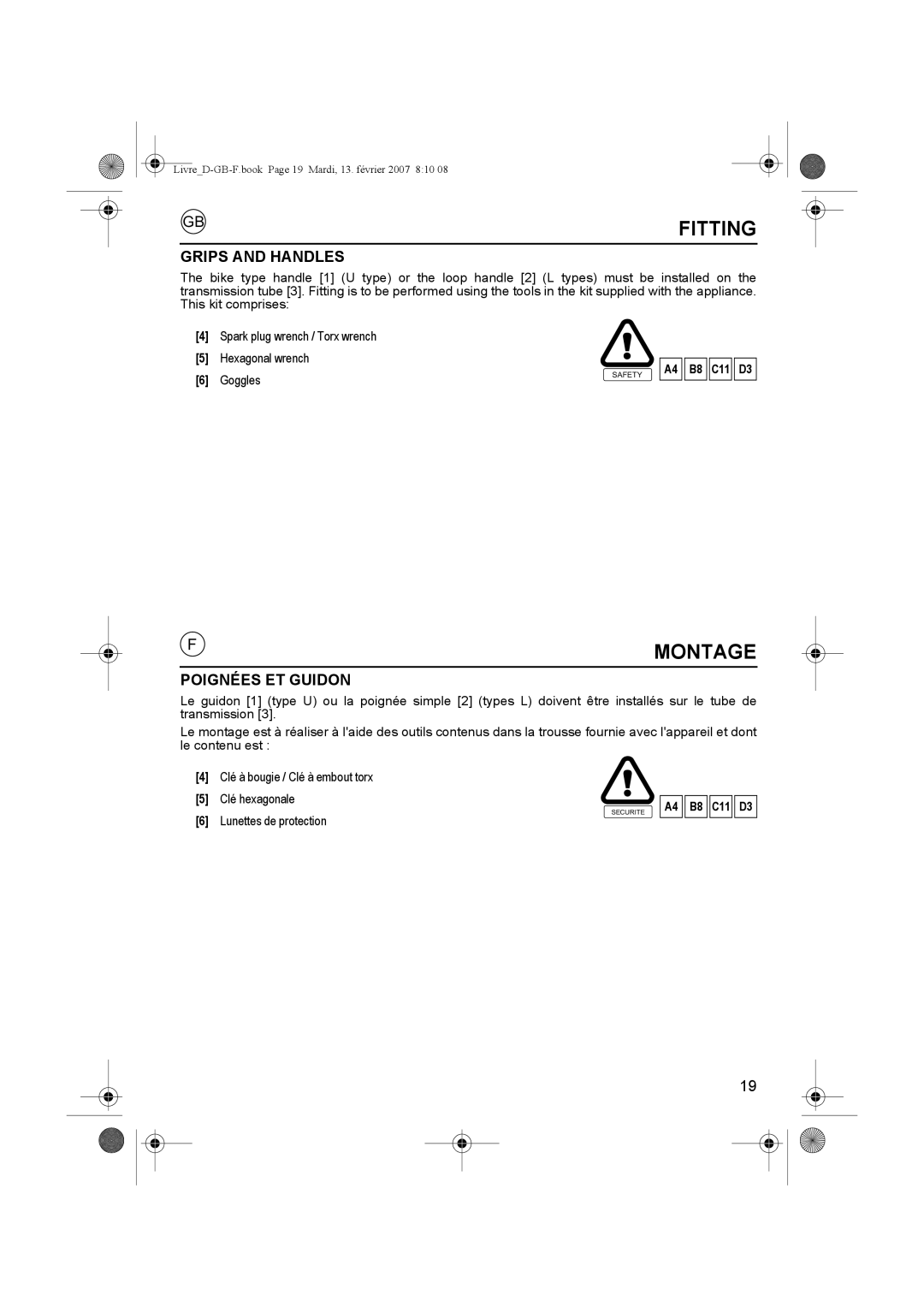 Honda Power Equipment UMK435E owner manual Fitting, Grips and Handles, Poignées ET Guidon 