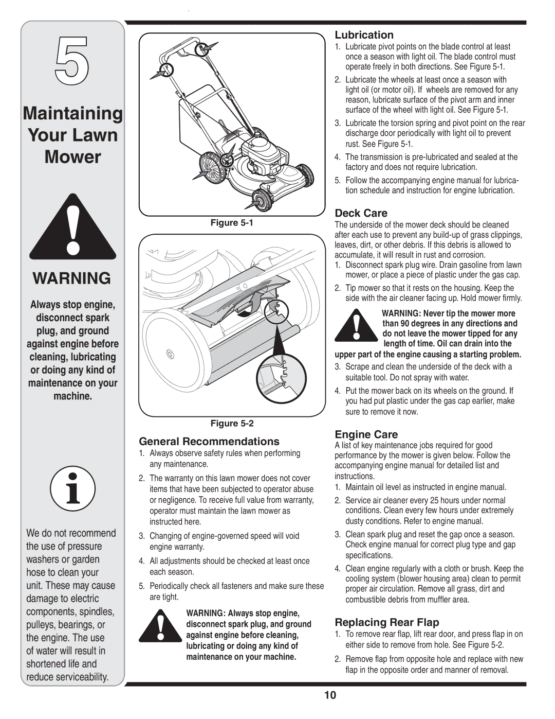 Honda Power Equipment V550 warranty Maintaining Your Lawn Mower 