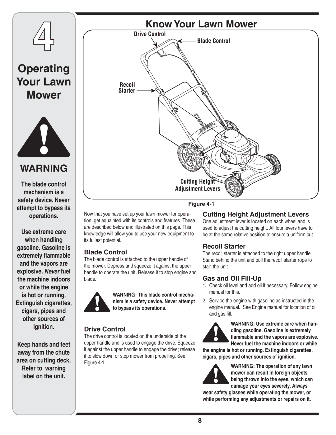 Honda Power Equipment V550 warranty Operating Your Lawn Mower, Know Your Lawn Mower 