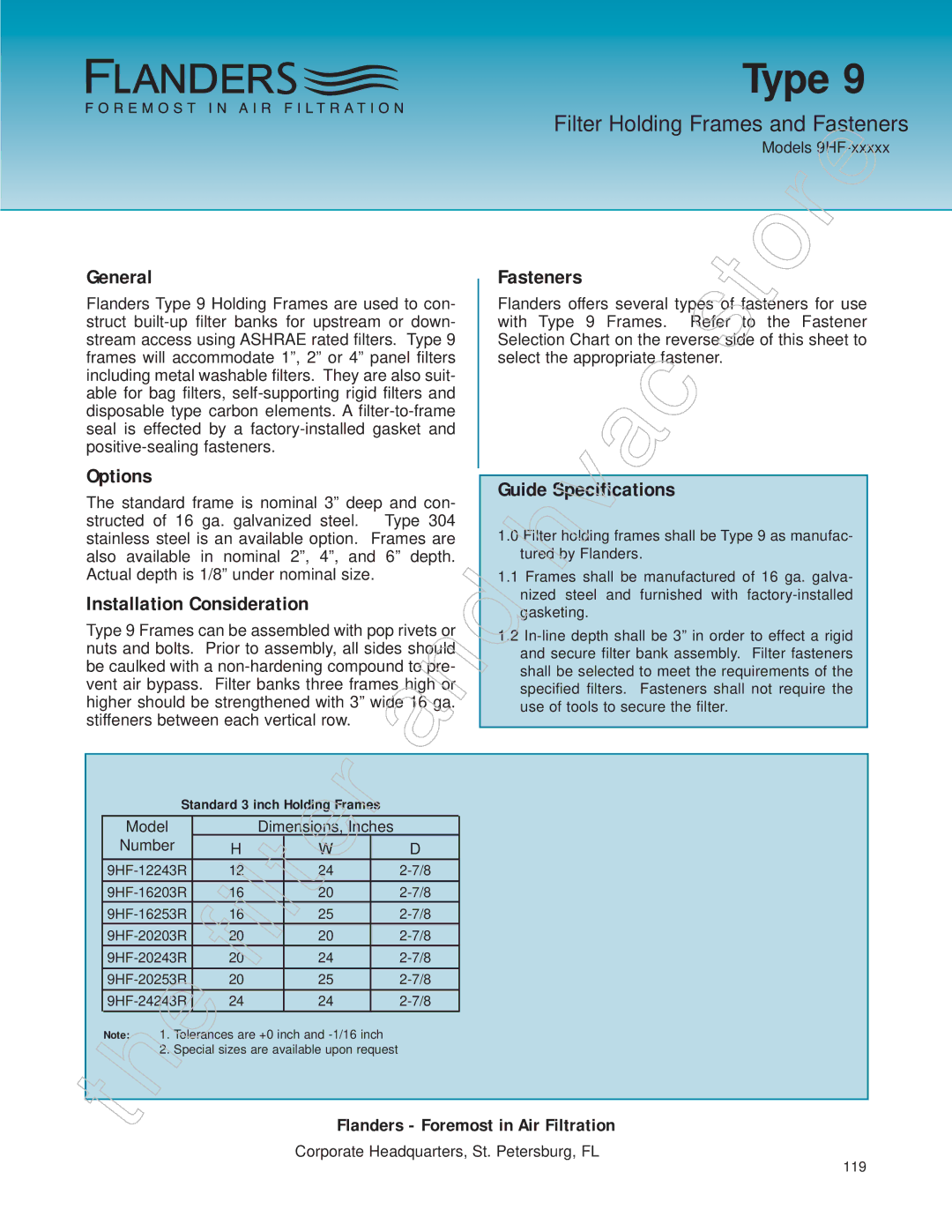 Honeywell 11255 manual Type, Installation Consideration, Fasteners 