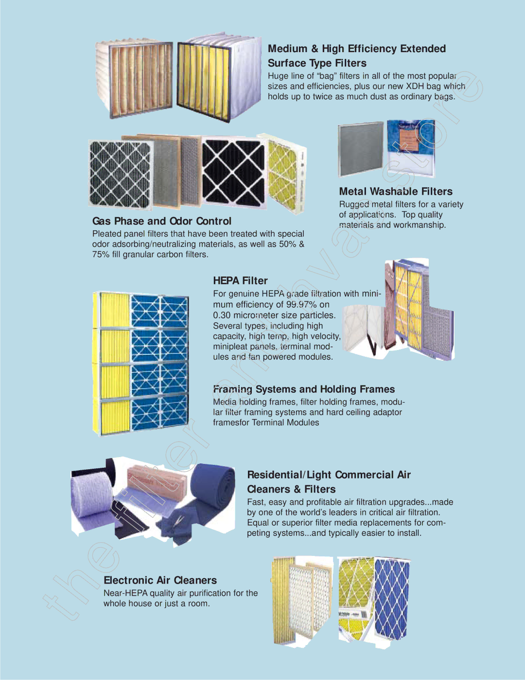 Honeywell 11255 Medium & High Efficiency Extended Surface Type Filters, Gas Phase and Odor Control, Metal Wa hable Filters 