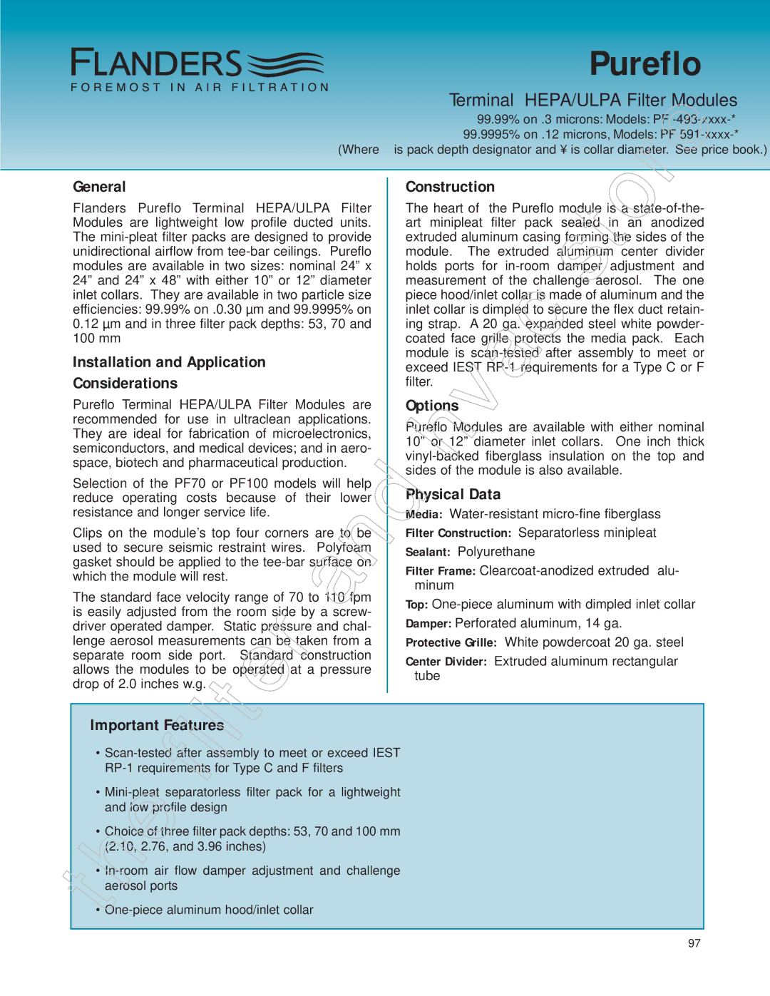 Honeywell 11255 manual Pureflo, Installation and Application Considerations, Options 