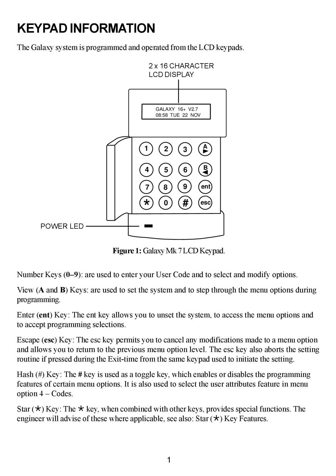 Honeywell 16 Plus manual Keypad Information 