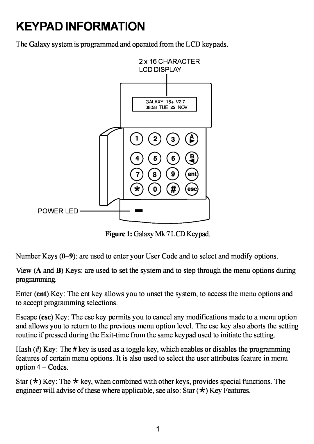 Honeywell 16 Plus manual Keypad Information 
