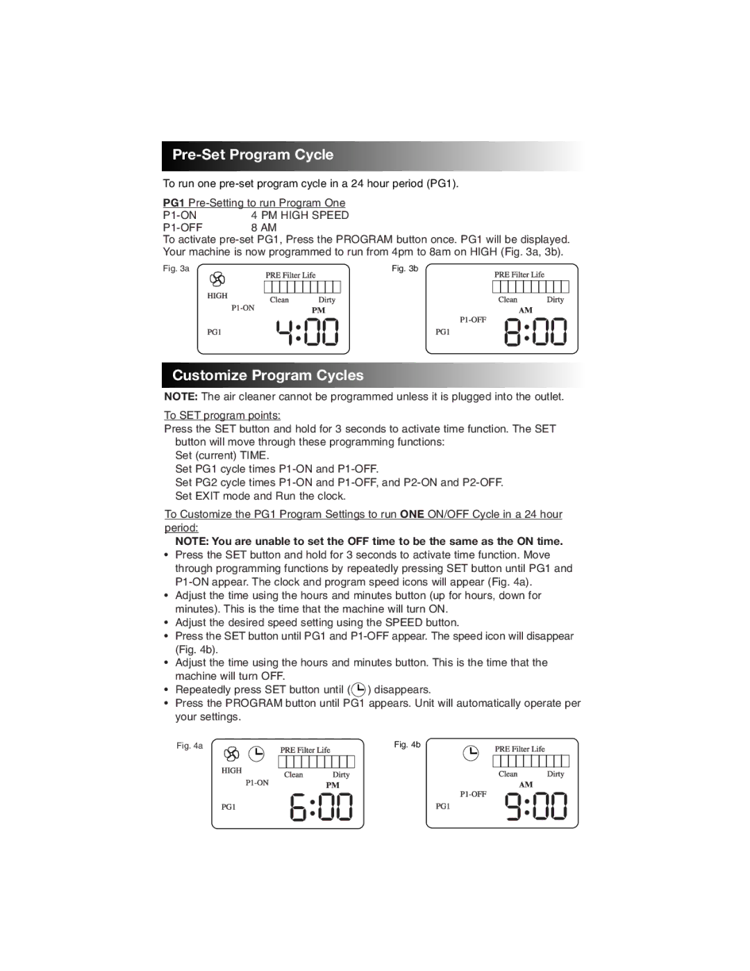 Honeywell 17005 owner manual Pre -Set Program Cycle, Customize Program Cycles 