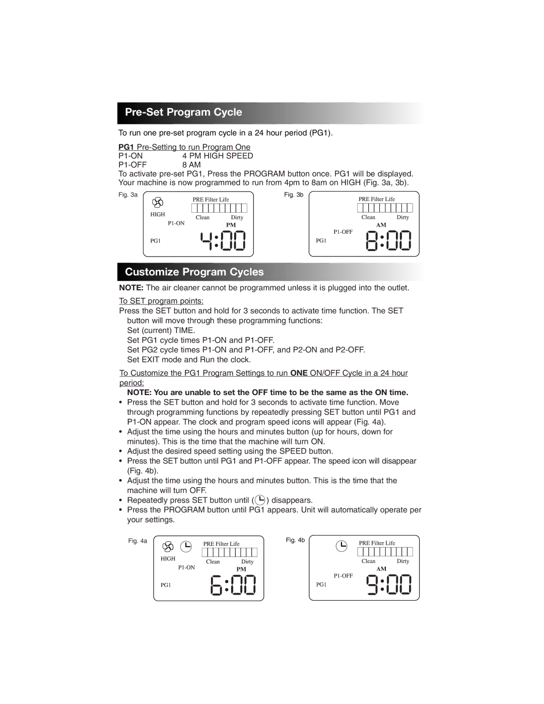 Honeywell 17005 owner manual Pre -Set Program Cycle, Customize Program Cycles 