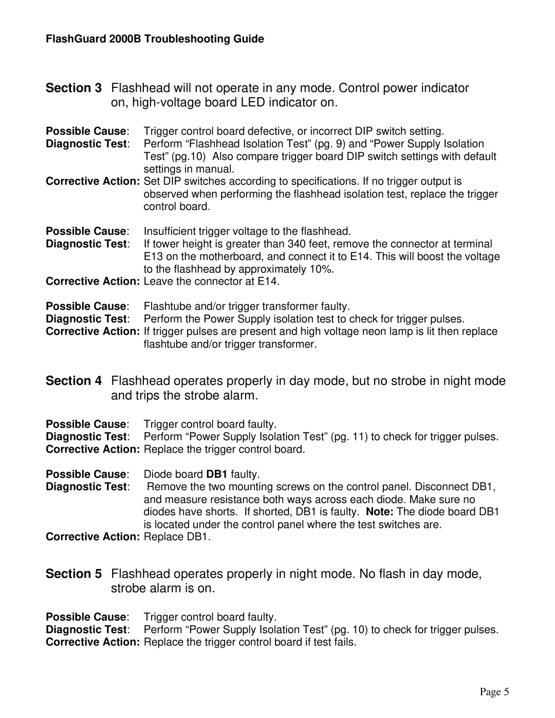 Honeywell 2000B manual Corrective Action Replace DB1 