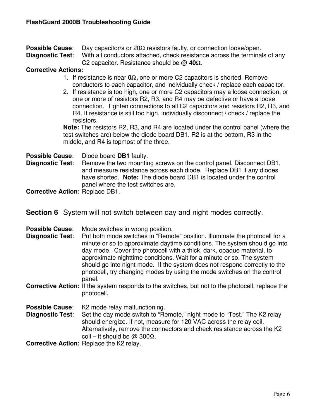 Honeywell 2000B manual Corrective Actions 