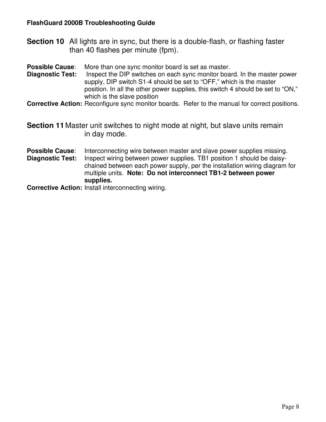 Honeywell manual FlashGuard 2000B Troubleshooting Guide 