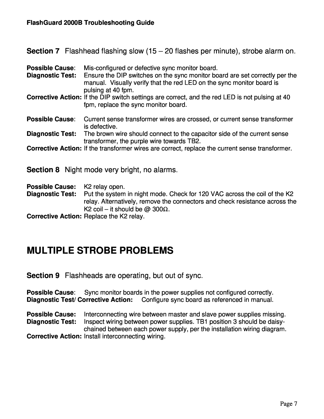 Honeywell 2000B manual Multiple Strobe Problems 