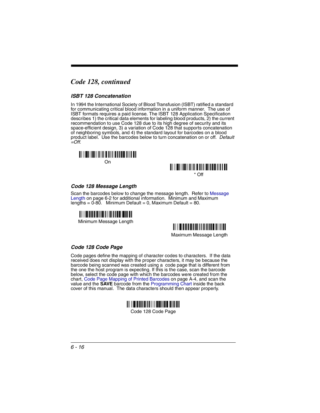 Honeywell 2020 manual Isbt 128 Concatenation, Code 128 Message Length, Code 128 Code 