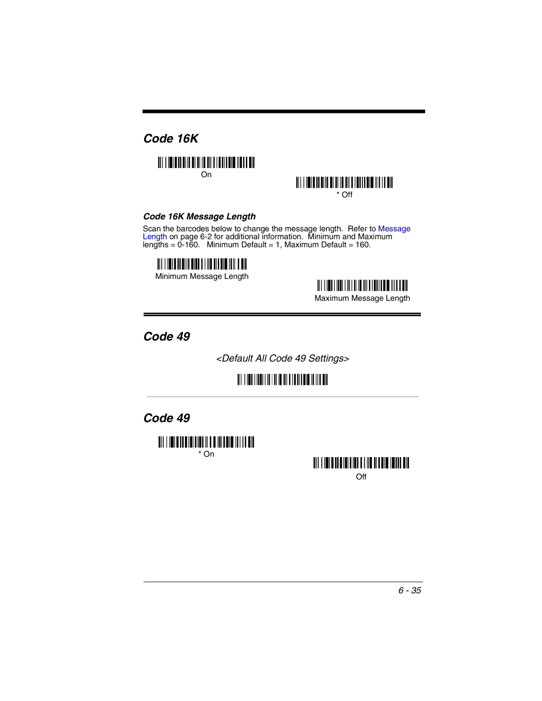 Honeywell 2020 manual Code 16K Message Length 