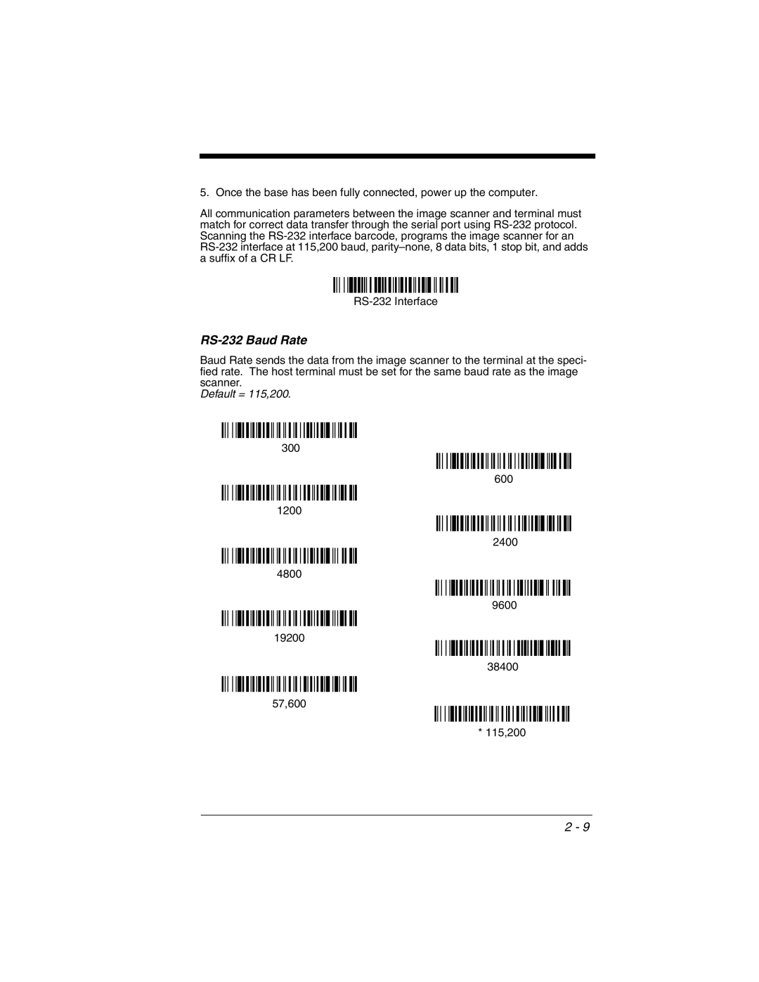 Honeywell 2020 manual RS-232 Baud Rate 