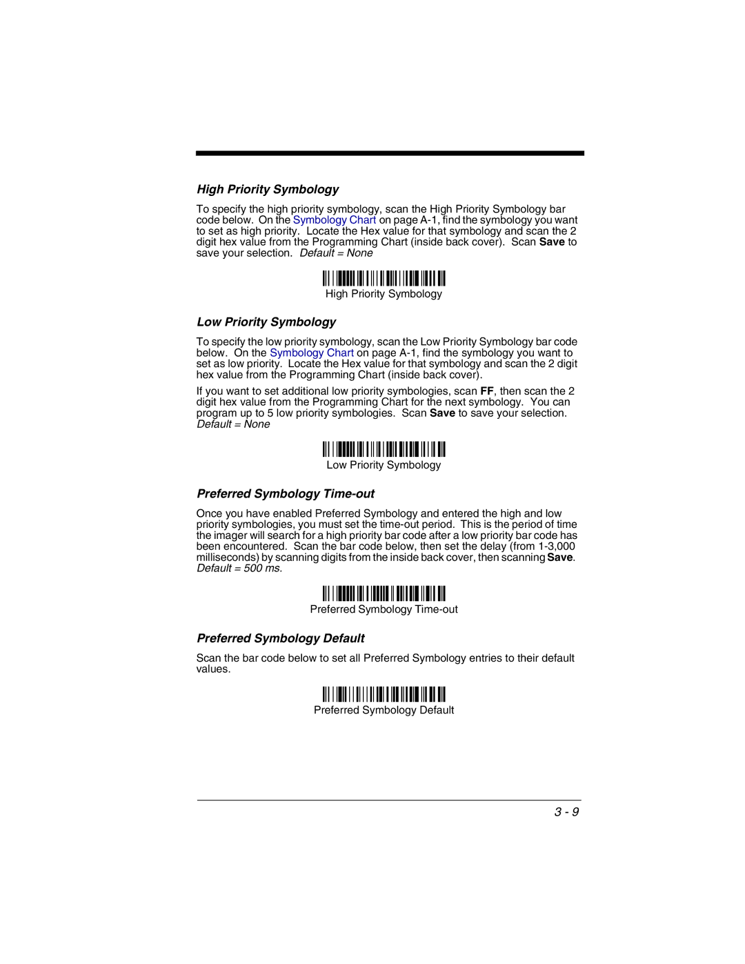 Honeywell 2020 High Priority Symbology, Low Priority Symbology, Preferred Symbology Time-out, Preferred Symbology Default 