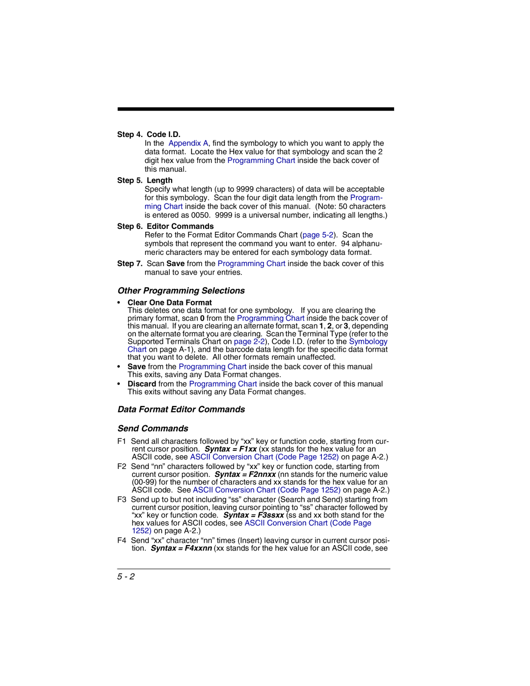 Honeywell 2020 manual Other Programming Selections, Data Format Editor Commands Send Commands, Clear One Data Format 