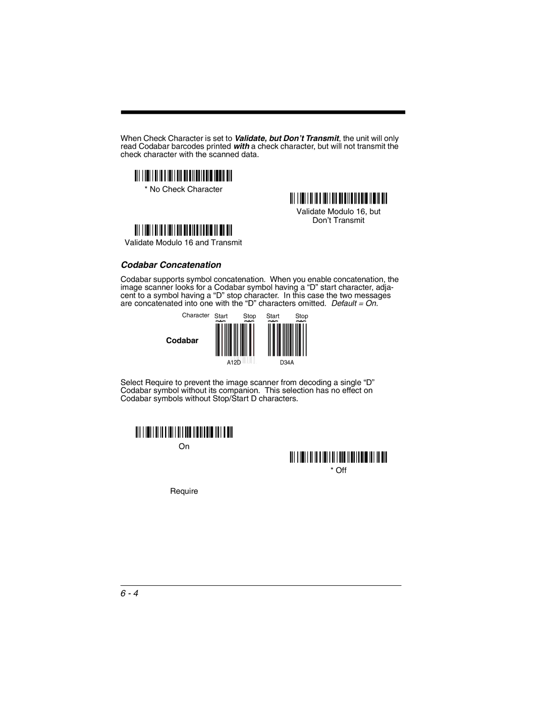 Honeywell 2020 manual Codabar Concatenation 