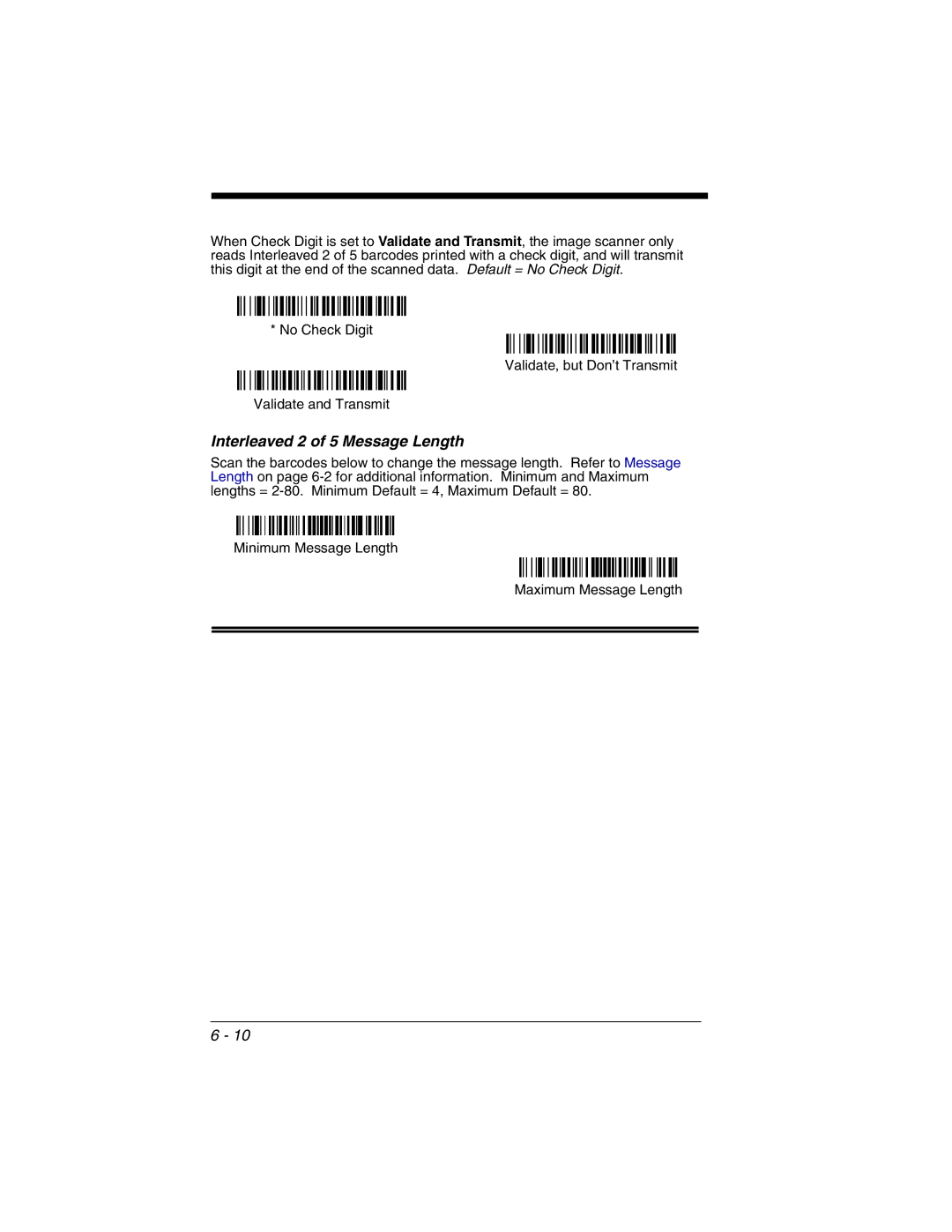 Honeywell 2020 manual Interleaved 2 of 5 Message Length 