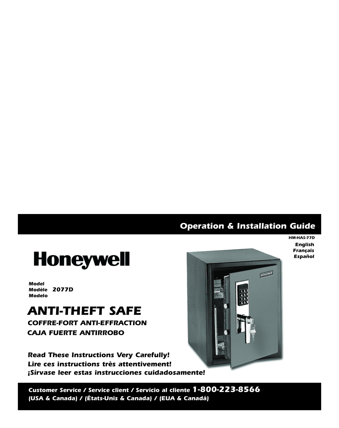 Honeywell 2077D manual ANTI-THEFT Safe 