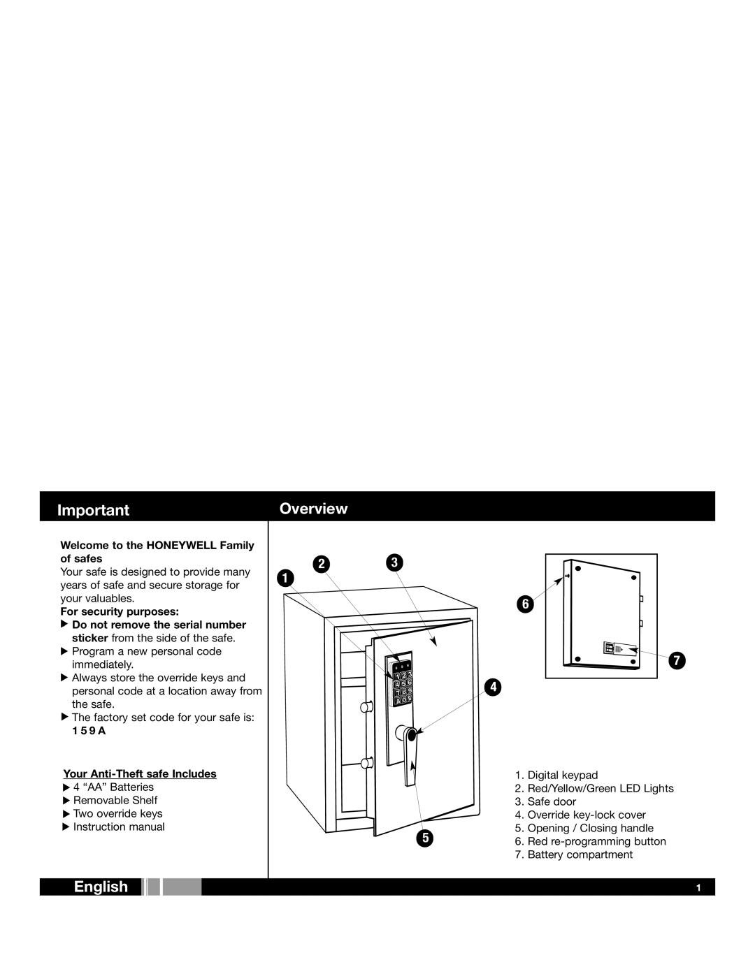 Honeywell 2077D manual Overview, English 