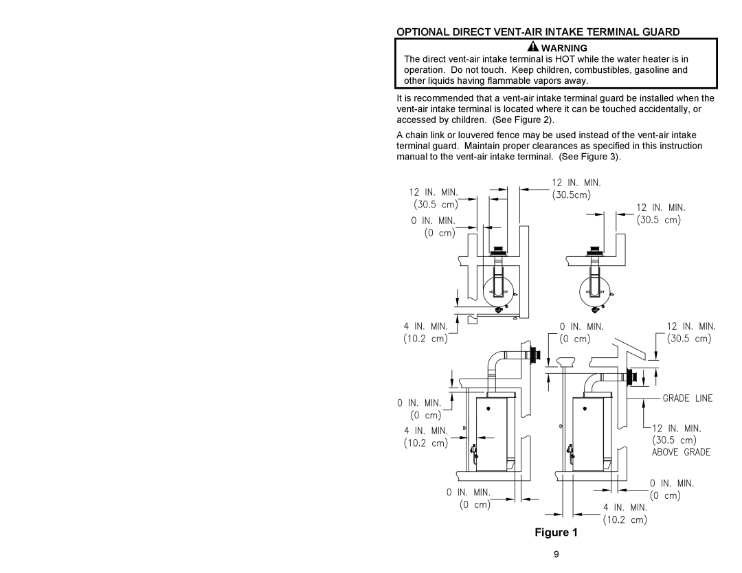 Honeywell Gas Water Heater, 238-47969-00A instruction manual Optional Direct VENT-AIR Intake Terminal Guard 