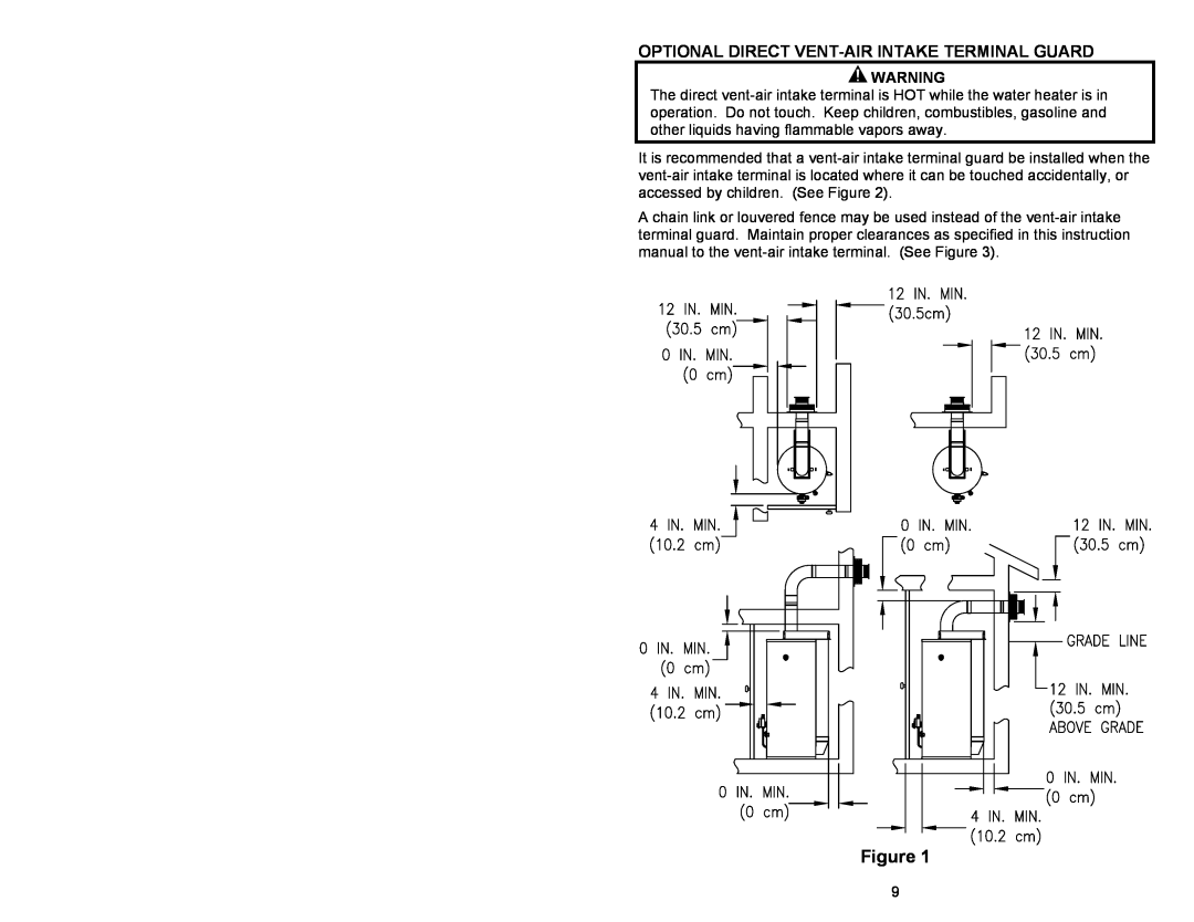 Honeywell Gas Water Heater, 238-47969-00A instruction manual Optional Direct Vent-Airintake Terminal Guard 
