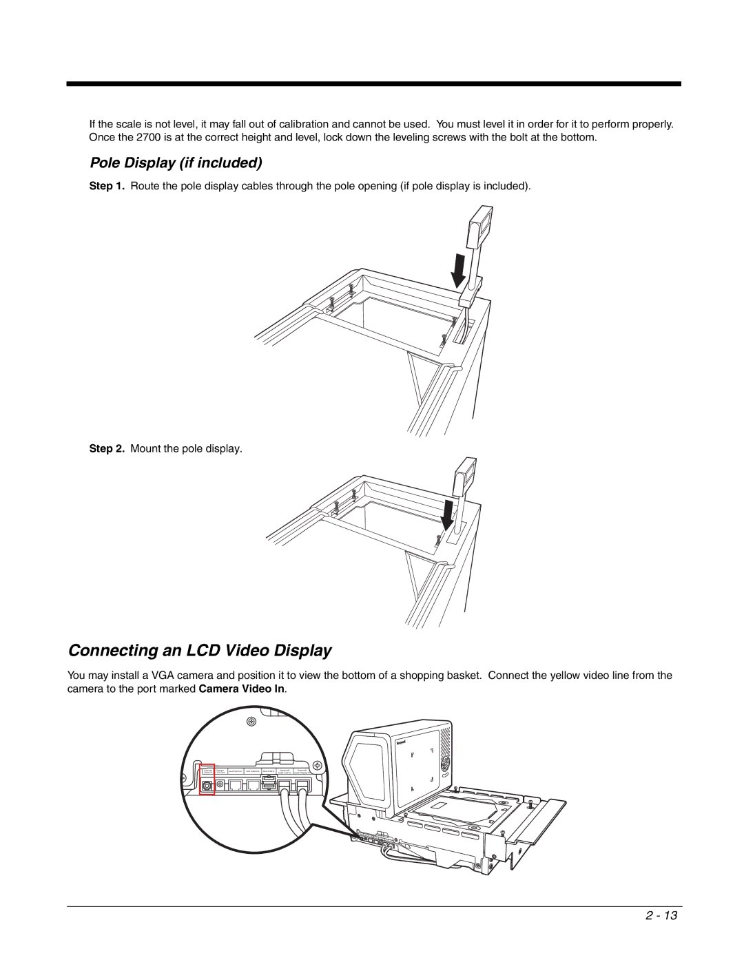 Honeywell 2700 manual Connecting an LCD Video Display, Pole Display if included 