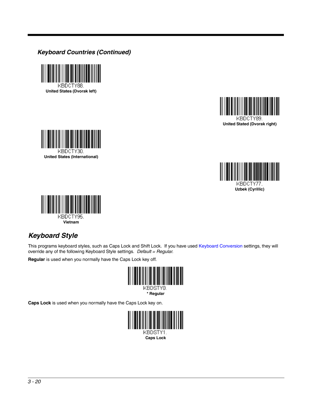 Honeywell 2700 manual Keyboard Style 