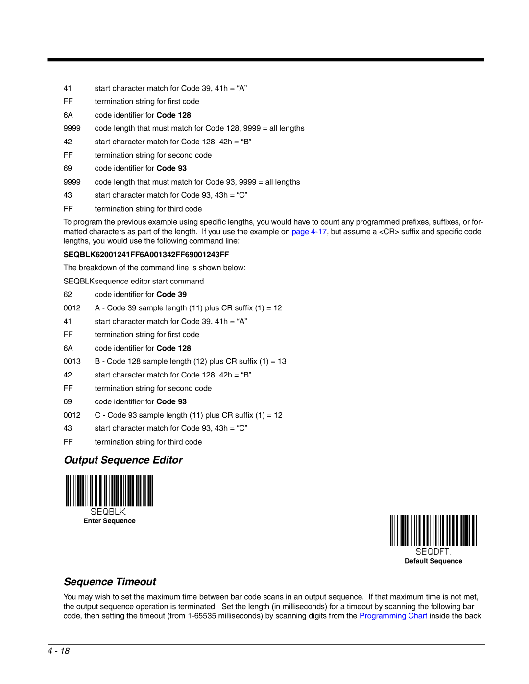 Honeywell 2700 manual Sequence Timeout, SEQBLK62001241FF6A001342FF69001243FF 