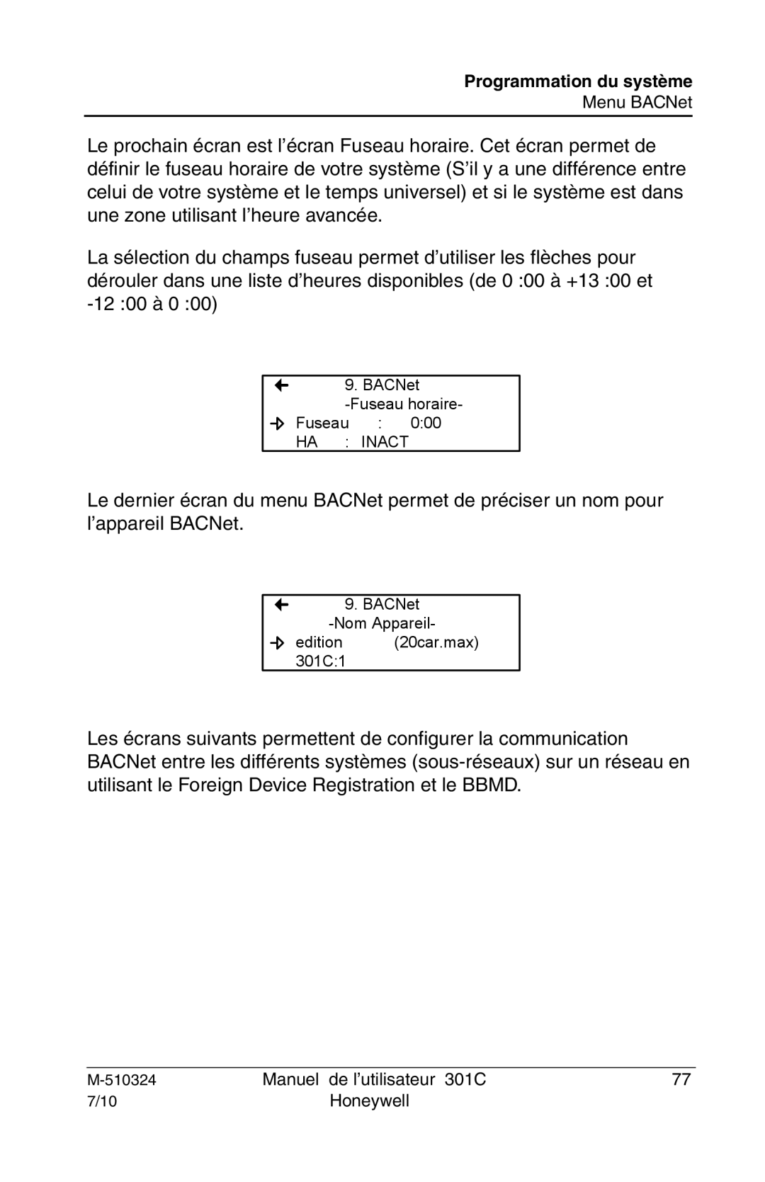 Honeywell 301c user manual HA Inact 