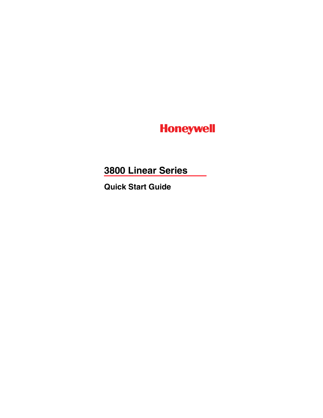 Honeywell 3800 quick start Linear Series 